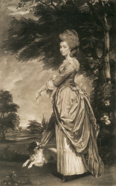 Portret van Emily Mary, Gravin van Salisbury (1750-1835), gegraveerd door Valentine Green (1739-1813), 1781 (mezzotint) door Joshua Reynolds